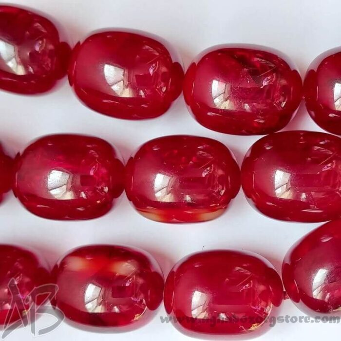 تسبیح سندلوس اصل 33 دانه خربزه ای درشت شمش نایاب رگه دار آلمانی (تراش هنگ کنگ) کد 786 - Image 7