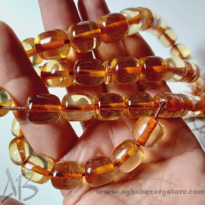 تسبیح سندلوس 33 دانه بودار استوانه‌ای تراش قدیم شمش کمیاب کد 790 آقابزرگ - Image 5