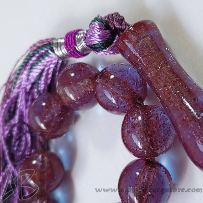 تسبیح سندلوس اصل اکلیل دار 33 دانه بودار کد 794 تراش گرد شمش کمیاب آقابزرگ - Image 5