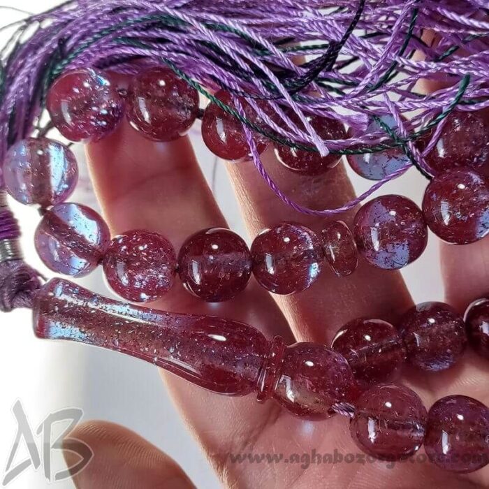 تسبیح سندلوس اصل اکلیل دار 33 دانه بودار کد 794 تراش گرد شمش کمیاب آقابزرگ - Image 6