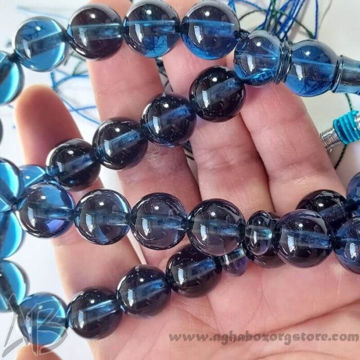 تسبیح سندلوس اصل 33 دانه بودار کد 795 آبی نفتی شمش کمیاب آقابزرگ - Image 5