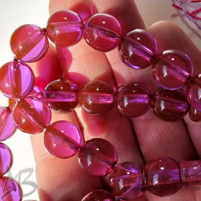 تسبیح سندلوس اصل بودار زعفرانی 33 دانه شمش بسیار زیبا و خوش تراش کد 799 - Image 6