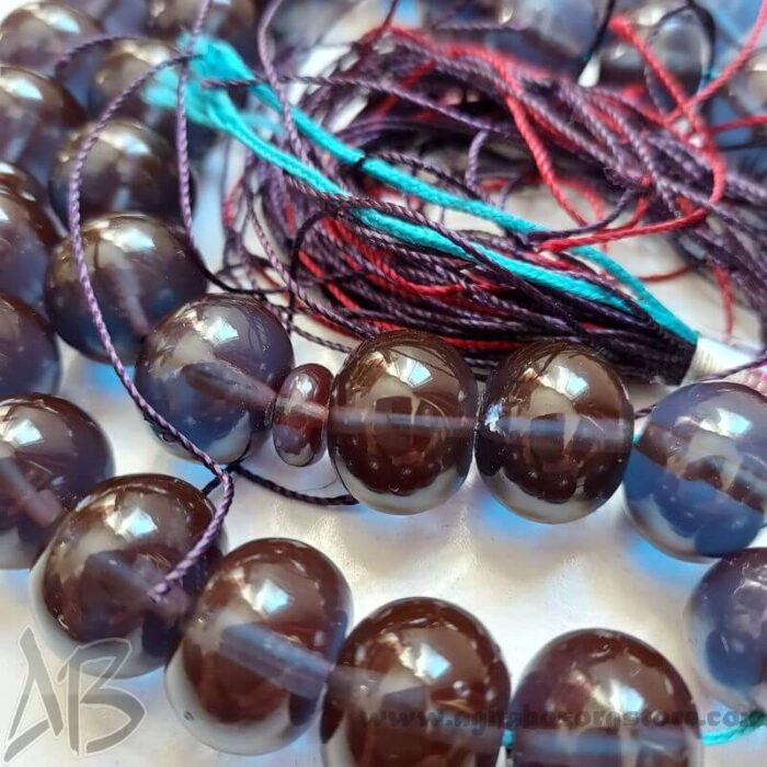 تسبیح سندلوس اصل دوپوست بودار 33 دانه سرمه‌ای بنفش کد 804 - Image 4