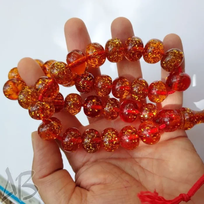 تسبیح سندلوس 33 دانه بودار تراش شلغمی اکلیل دار بسیار زیبا و  خاص کد 881 آقابزرگ - Image 5