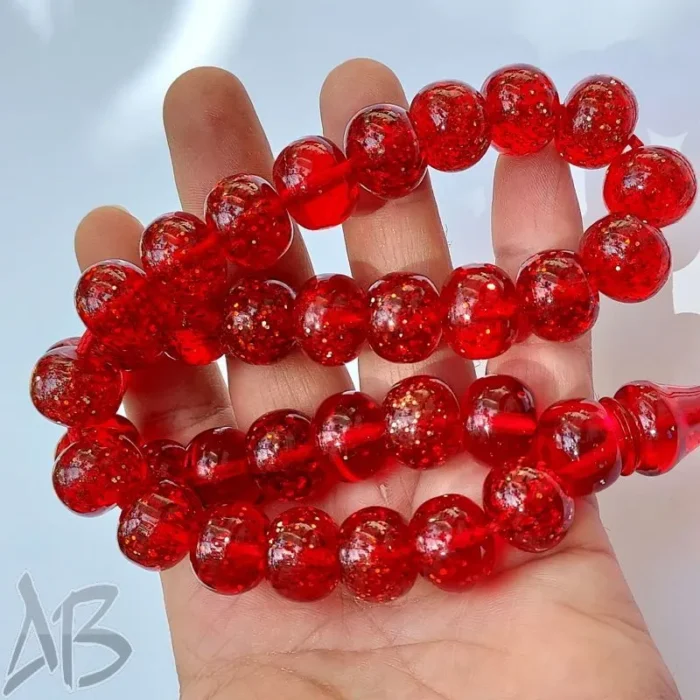 تسبیح سندلوس 33 دانه بودار تراش شلغمی اکلیل دار بسیار زیبا و  خاص کد 882 آقابزرگ - Image 5