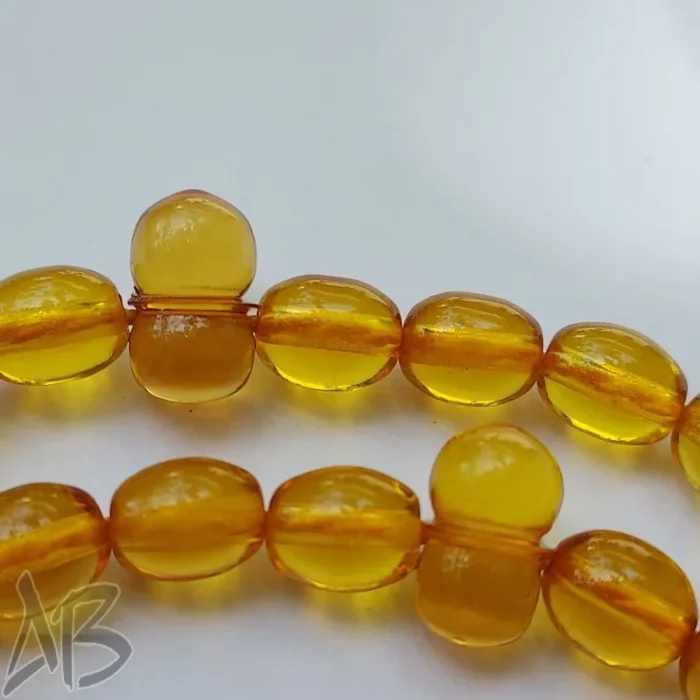 تسبیح سندلوس صد دانه (101 دانه) زردبودار تراش تخم مرغی سندانی کد 884 آقابزرگ - Image 6