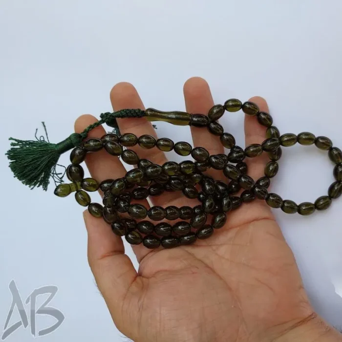 تسبیح سندلوس صددانه (101 دانه) سبز خوشرنگ بودار بیضی کشیده سندانی کد 887 آقابزرگ - Image 5