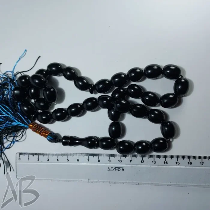 تسبیح سندلوس 33 دانه بودار تراش بیضی سیاه بسیار زیبا کد 888 آقابزرگ - Image 7