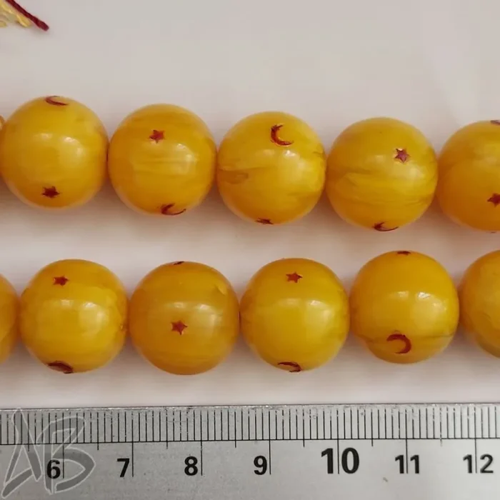 تسبیح سندلوس اصل بودار 33دانه گرد با داغ ماه و ستاره جلا خورده کد 907 آقابزرگ - Image 6