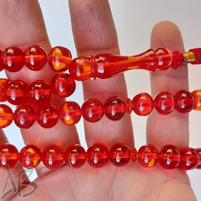 تسبیح سندلوس اصل 53 دانه بودار شلغمی قرمز خوشرنگ کد 909 آقابزرگ - Image 5