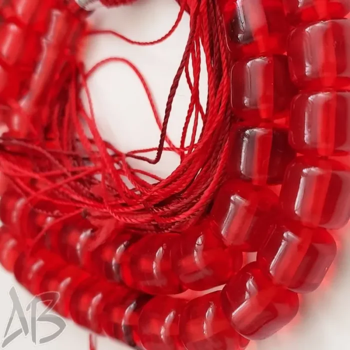 تسبیح سندلوس 47 دانه بودار استوانه‌ای قرمز خوشرنگ کد 914 آقابزرگ - Image 4