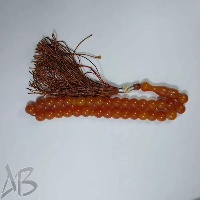 تسبیح سندلوس 33 دانه بودار تراش شلغمی رنگ عقیق سرخ خوش تراش کد 825 آقابزرگ - Image 3