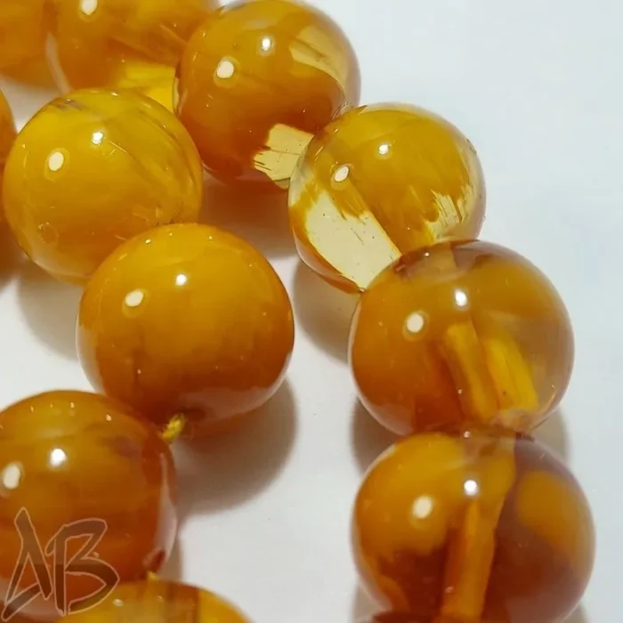 تسبیح سندلوس 33 دانه بودار تراش گرد زرد کهربایی پرچمی بسیار زیبا کد 834 آقابزرگ - Image 6