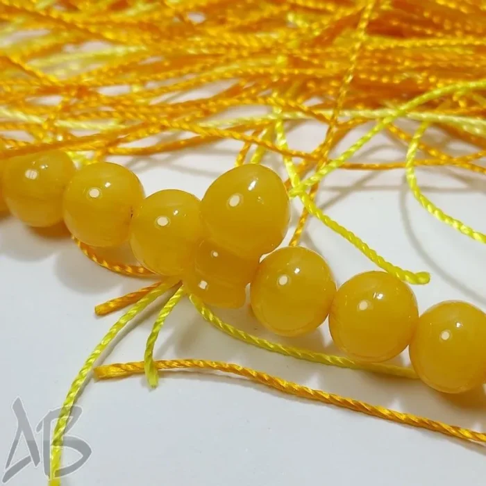 تسبیح سندلوس 100 دانه (101 دانه) ویتنامی بودار تراش گرد زرد کهربایی سندانی کد 836 آقابزرگ - Image 5
