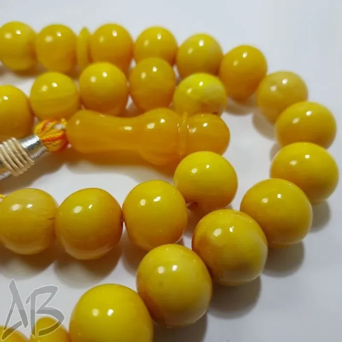 تسبیح سندلوس 33 دانه بودار تراش گرد زرد بسیار خوشرنگ و خوش دست کد 838 آقابزرگ - Image 5