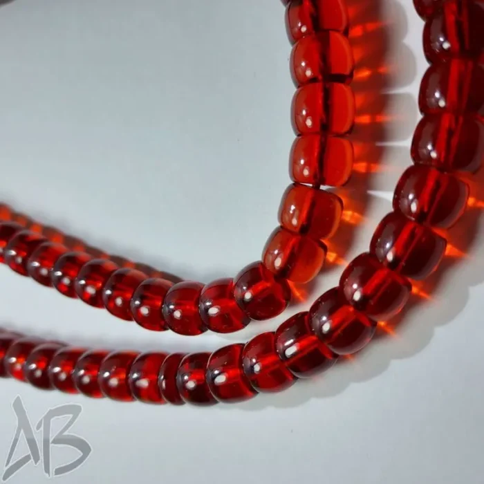 تسبیح سندلوس 100 دانه (101 دانه) بودار تراش قیچی قرمز خیلی خوشرنگ کد 843 آقابزرگ - Image 7