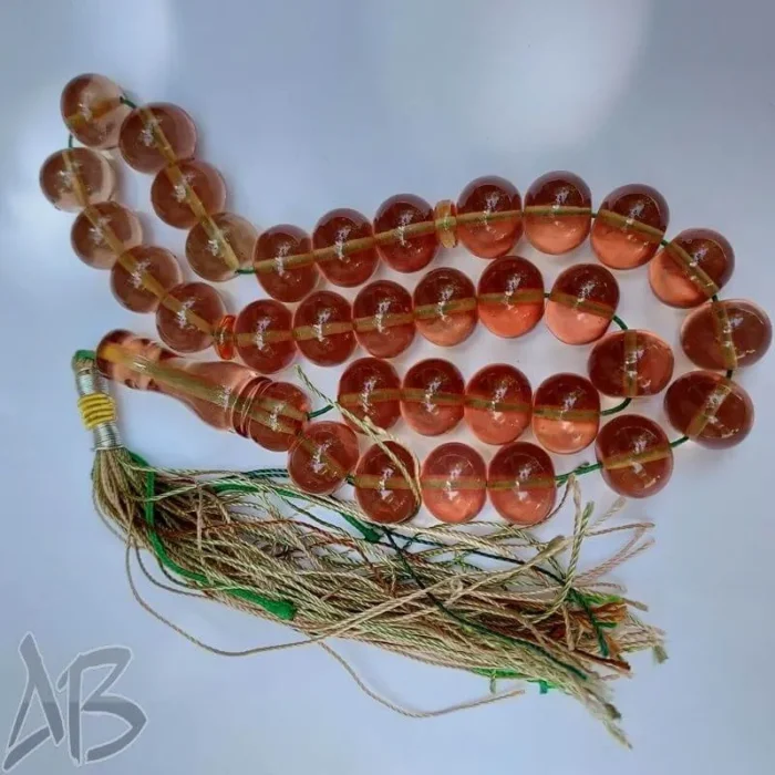 تسبیح سندلوس 33 دانه بودار تراش شلغمی خوشرنگ و شفاف و خوش دست کد 845 آقابزرگ - Image 3