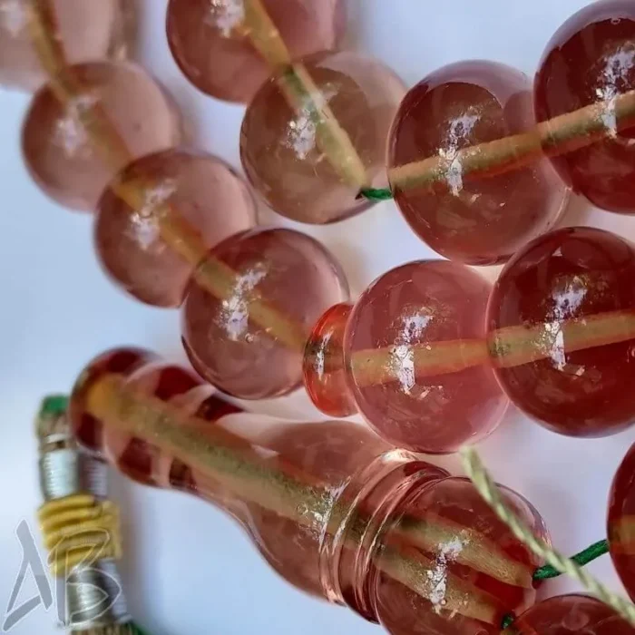 تسبیح سندلوس 33 دانه بودار تراش شلغمی خوشرنگ و شفاف و خوش دست کد 845 آقابزرگ - Image 5