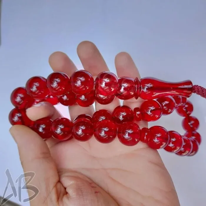 تسبیح سندلوس 33 دانه بودار تراش گرد از شمش کمیاب آلمانی (تراش هنگ کنگ) کد 854 آقابزرگ - Image 5