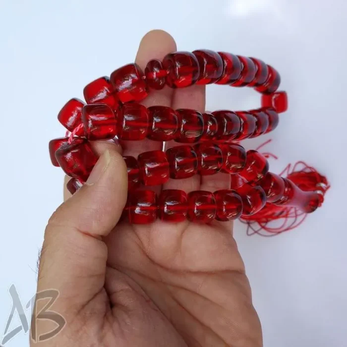 تسبیح سندلوس 33 دانه بودار تراش استوانه ای از شمش کمیاب آلمانی (تراش هنگ کنگ) کد 858 آقابزرگ - Image 4