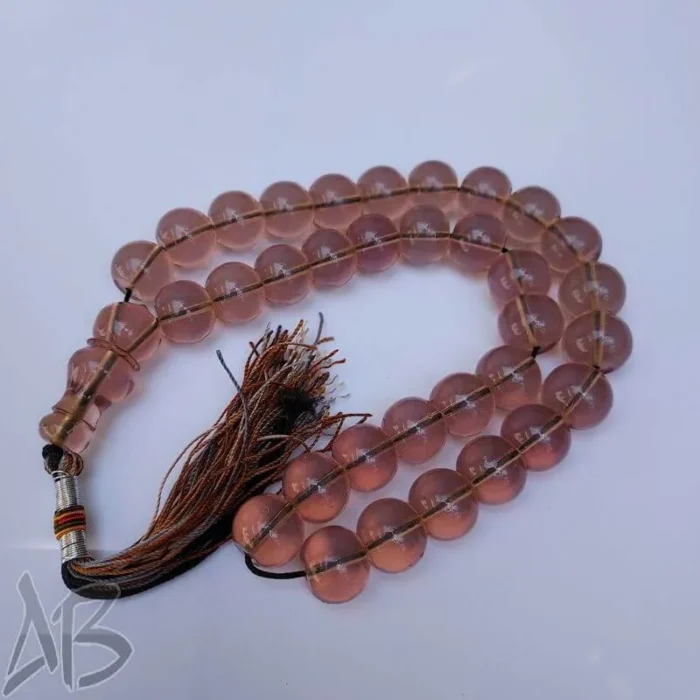 تسبیح سندلوس 33 دانه بودار اپالین بسیار زیبا شلغمی تراش کردستان کد 869 آقابزرگ - Image 3