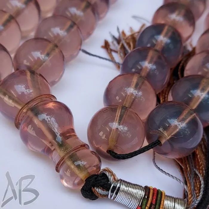 تسبیح سندلوس 33 دانه بودار اپالین بسیار زیبا شلغمی تراش کردستان کد 869 آقابزرگ - Image 5