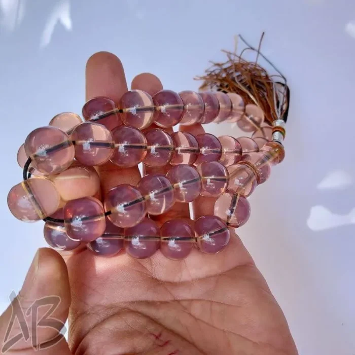 تسبیح سندلوس 33 دانه بودار اپالین بسیار زیبا شلغمی تراش کردستان کد 869 آقابزرگ - Image 6