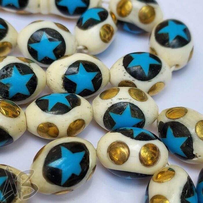 تسبیح استخوان مرصع کاری شده 33 دانه بیضی بسیار زیبا کد 877 آقابزرگ - Image 4