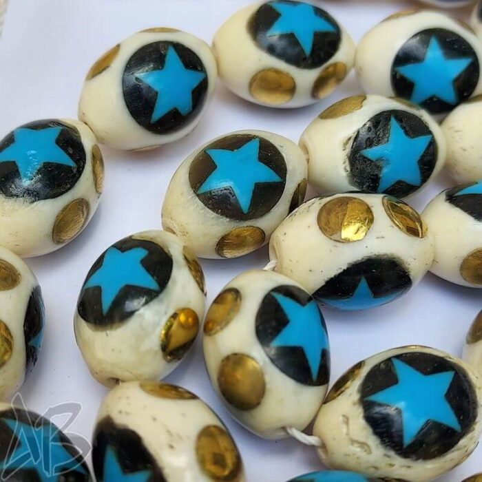 تسبیح استخوان مرصع کاری شده 33 دانه بیضی بسیار زیبا کد 877 آقابزرگ - Image 5