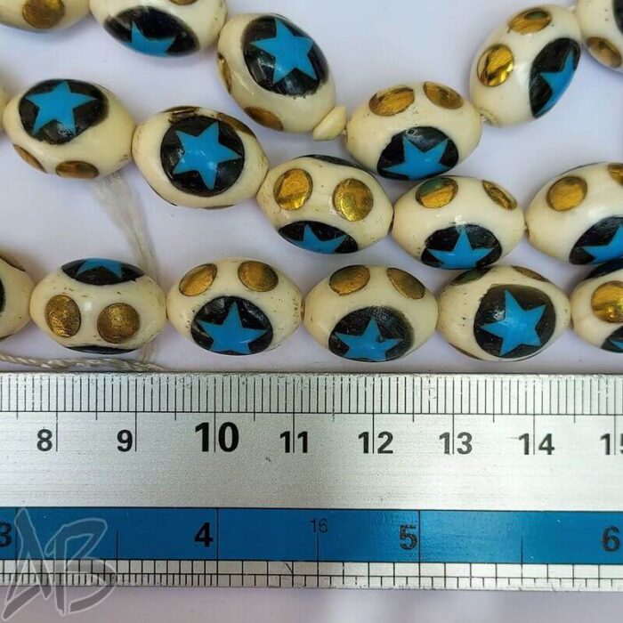 تسبیح استخوان مرصع کاری شده 33 دانه بیضی بسیار زیبا کد 877 آقابزرگ - Image 7