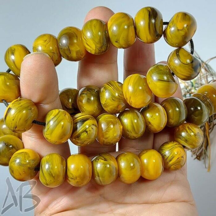 تسبیح کهربای 33 دانه بسیار زیبا و خوش دست کد 895 آقابزرگ - Image 6