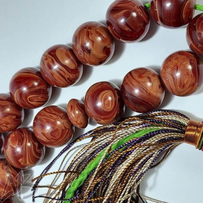 تسبیح کهربای 33 دانه بسیار خوش نقش و خوش دست کد 896 آقابزرگ - Image 6