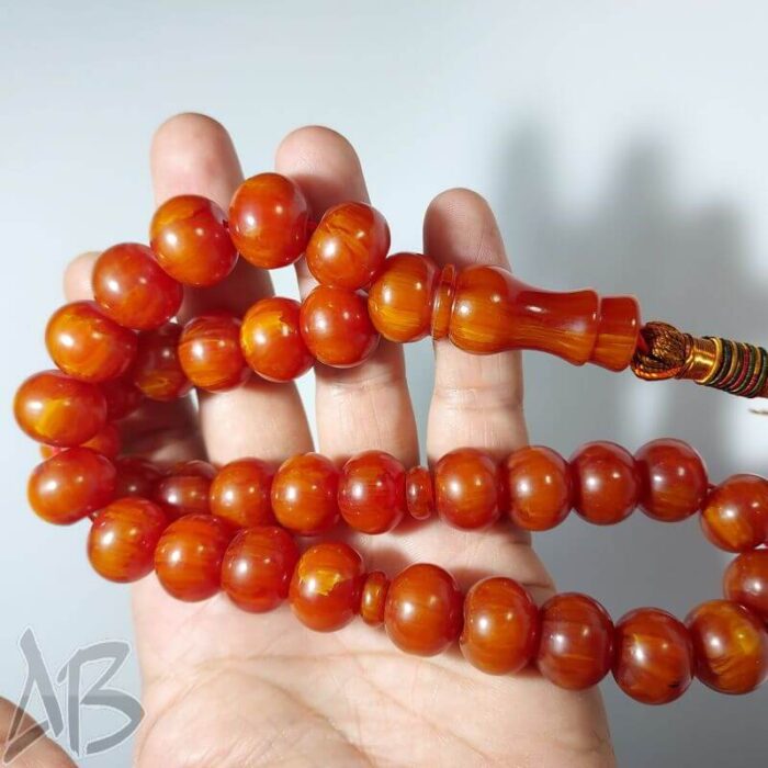 تسبیح کهربای 33 دانه بسیار خوش نقش و خوش دست کد 898 آقابزرگ - Image 7