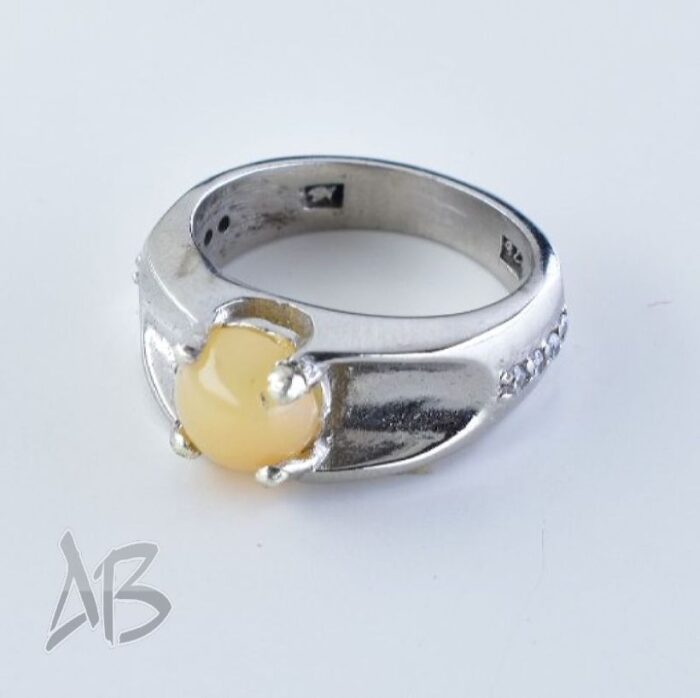 انگشتر مردانه نقره با نگین اپال بسیار خوشرنگ کد 201 - Image 3