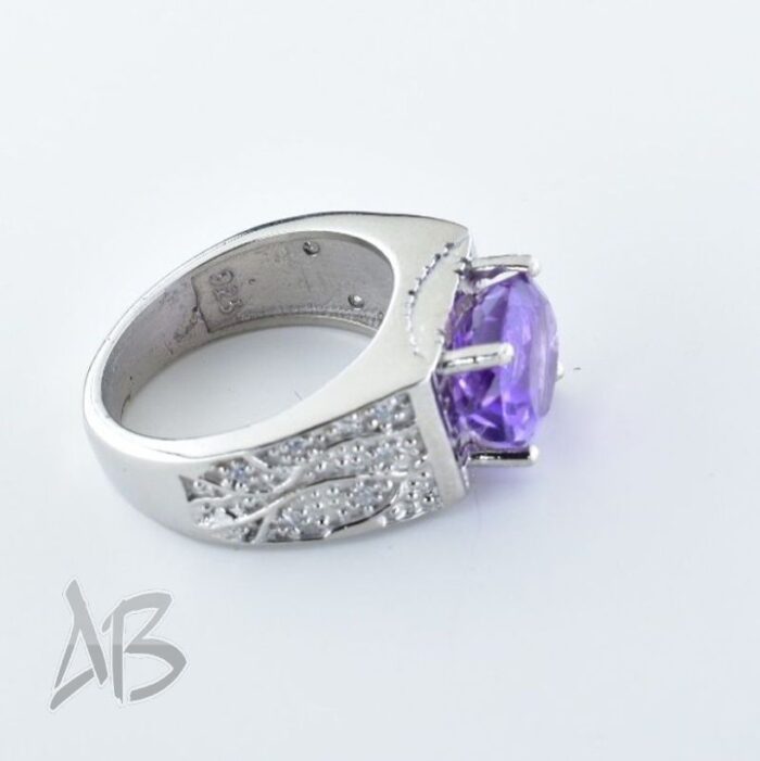 انگشتر مردانه نقره با نگین آمتیست (آماتیست) بسیار زیبا کد 200 - Image 3