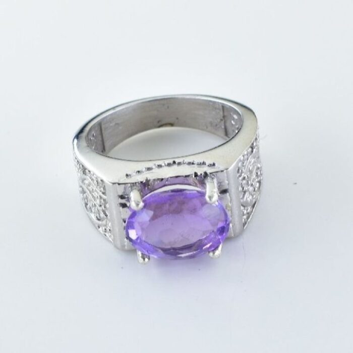 انگشتر مردانه نقره با نگین آمتیست (آماتیست) بسیار زیبا کد 200 - Image 4