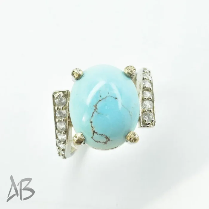 انگشتر نقره زنانه فیروزه نیشابور درشت آقابزرگ کد 589 - Image 5