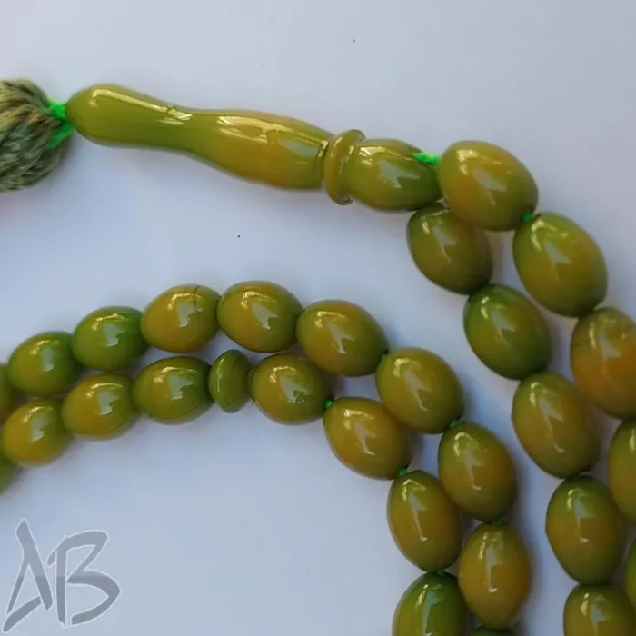 تسبیح سندلوس اصل صددانه (101 دانه) تراش گندمی رنگ شده کهرمان کد 922 آقابزرگ - Image 5