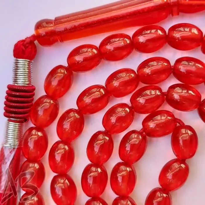 تسبیح سندلوس صددانه (101 دانه) کد 942 بودار تراش بیضی کشیده قرمزرنگ آقابزرگ - Image 4