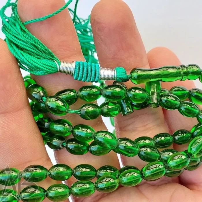 تسبیح سندلوس صددانه (101 دانه) کد 943 بودار گندمی نخ نما شکم تراش داده آقابزرگ - Image 5