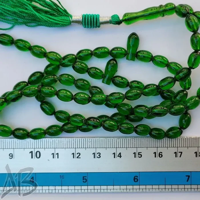 تسبیح سندلوس صددانه (101 دانه) کد 943 بودار گندمی نخ نما شکم تراش داده آقابزرگ - Image 6