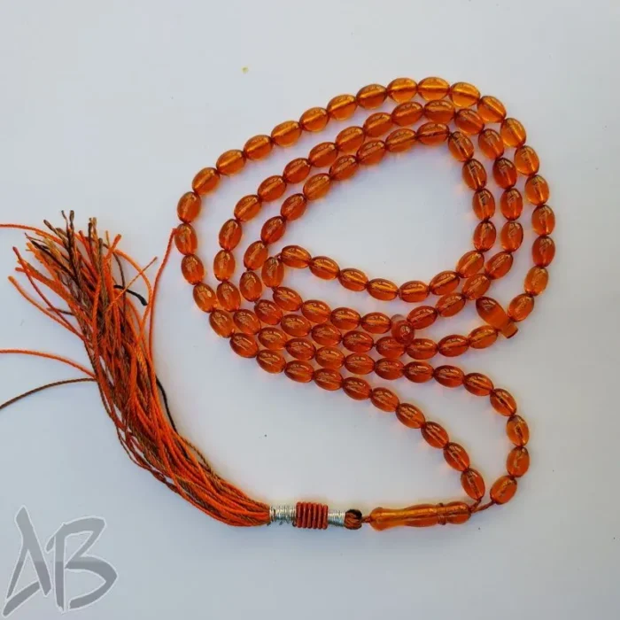 تسبیح سندلوس صددانه (101 دانه) کد 944 بودار گندمی نخ‌نما شکم تراش داده آقابزرگ - Image 7