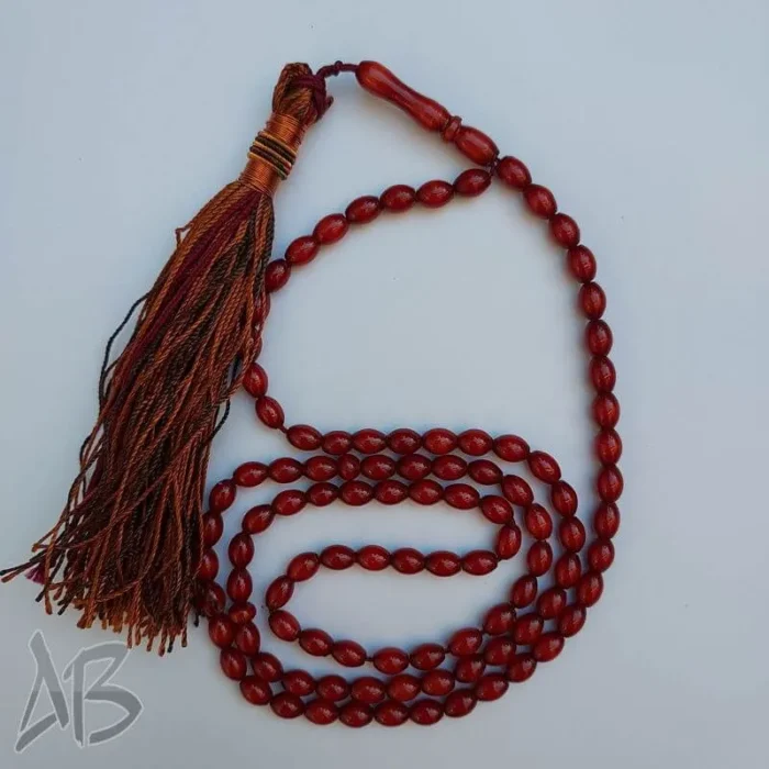 تسبیح سندلوس اصل کد 950 صددانه (101 دانه) تراش گندمی رنگ شده کهرمان آقابزرگ - Image 8