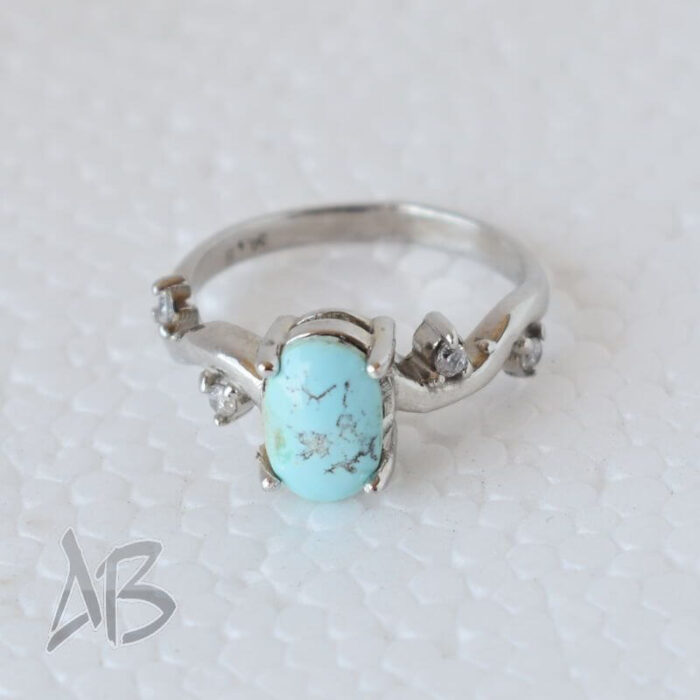 انگشتر نقره زنانه با نگین فیروزه نیشابور، کد 579 - Image 5