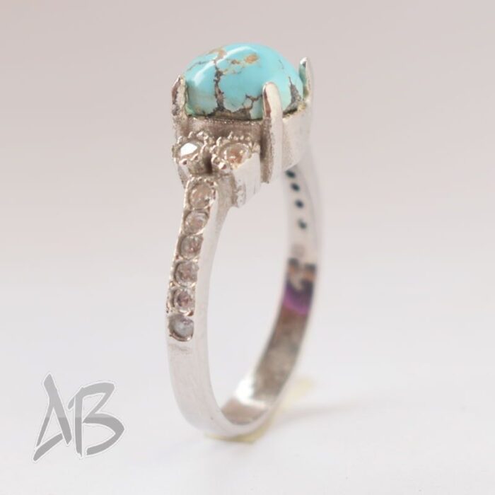 انگشتر نقره زنانه فیروزه نیشابور اصل آقابزرگ کد 592 - Image 4