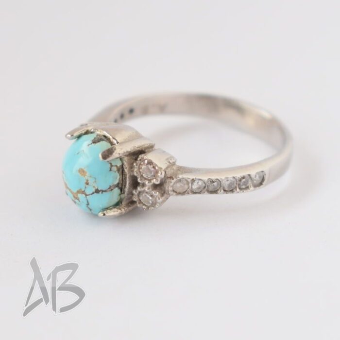 انگشتر نقره زنانه فیروزه نیشابور اصل آقابزرگ کد 592 - Image 5