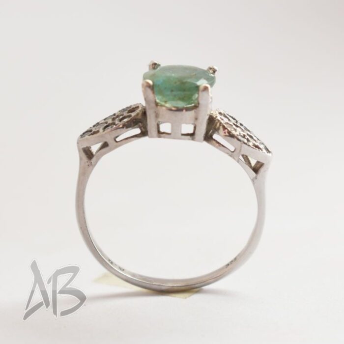 انگشتر نقره زنانه با نگین زمرد اصل آقابزرگ کد 548 - Image 4