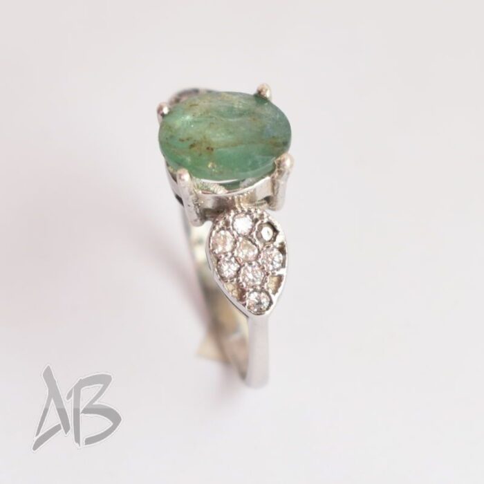 انگشتر نقره زنانه با نگین زمرد اصل آقابزرگ کد 548 - Image 5