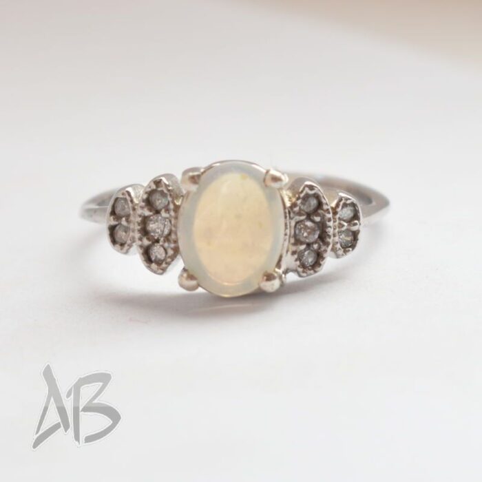 انگشتر نقره زنانه با نگین اپال اصل با تلالو زیبا آقابزرگ کد 602 - Image 3