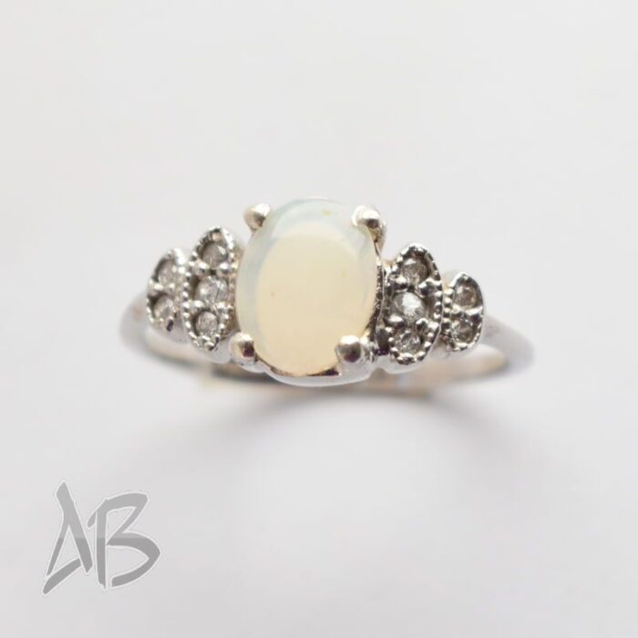 انگشتر نقره زنانه با نگین اپال اصل با تلالو زیبا آقابزرگ کد 602 - Image 7